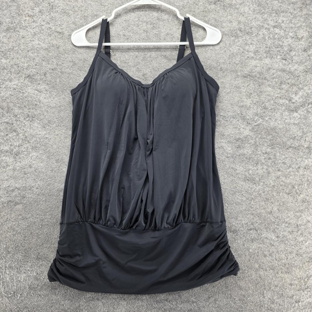 Swimsuit For All Tankini Womens 12 Black Built-In Bra Adjustable Strap